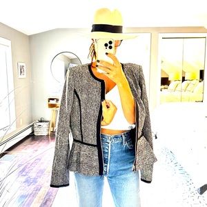 NWT DKNY black tweed zippered peplum jacket size 12